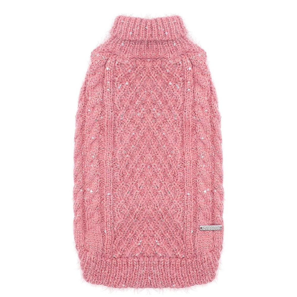 cyeollo Turtleneck Dog Sweater Pullover Knitted Classic Sweaters with Sequin Kee